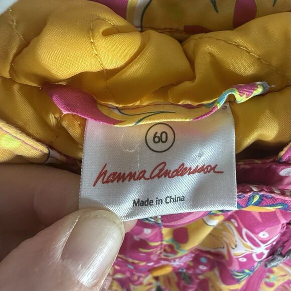 Hanna Andersson Pink Floral Hooded Lined Zipper Baby Snowsuit Size 60 US 3-6 M - Picture 3 of 10